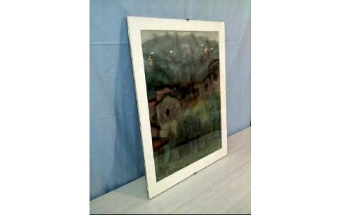 AQUARELL PASSEPARTOUT <ALTE HÄUSER TISSIN>