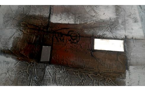 KANEVAS ABSTRAKT BRAUN BEIGE SILBER