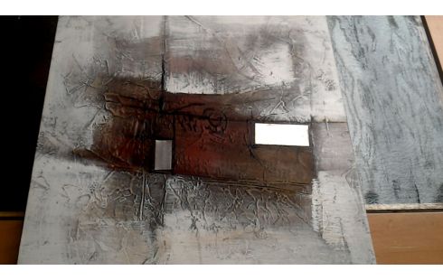 KANEVAS ABSTRAKT BRAUN BEIGE SILBER