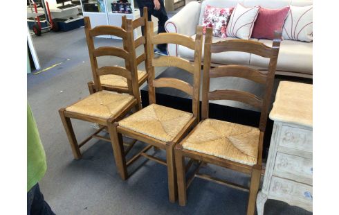 4 CHAISES CHENE PAILLAGE