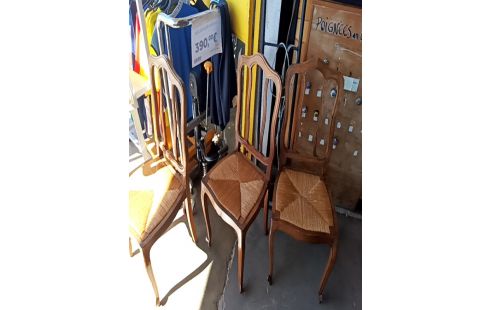6 CHAISES BOIS ET PAILLE
