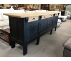 DRESSOIR CHENE STYLE BRUTALISTE 4P 3T PATINE NOIR