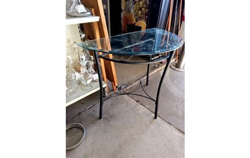CONSOLE DEMI LUNE FER ET VERRE