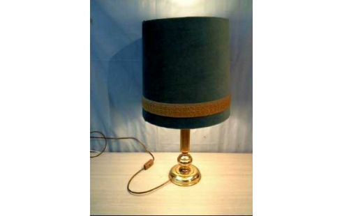 TISCHLAMPE MET.GEST. GOLDF. SCHIRM BLAU