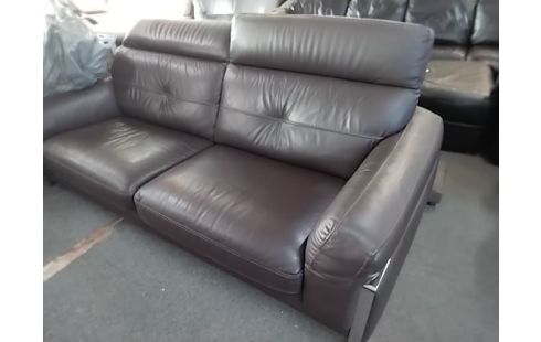 CANAPE CUIR 3 PLACES MARRON DE CHEZ MB SALON