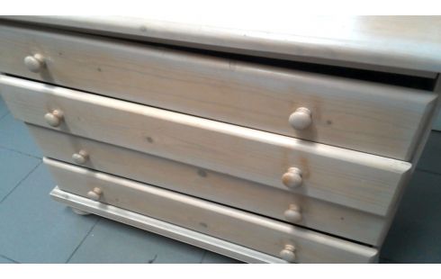 CHIFFONNIER 4 TIROIRS PIN CERUSE