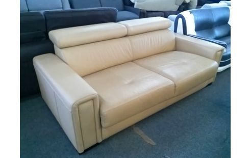 CANAPE CONVERTIBLE RAPIDO CUIR MARRON CLAIR