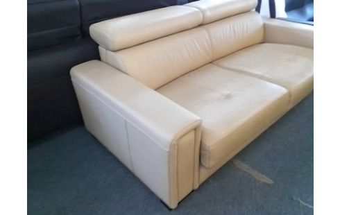 CANAPE CONVERTIBLE RAPIDO CUIR MARRON CLAIR