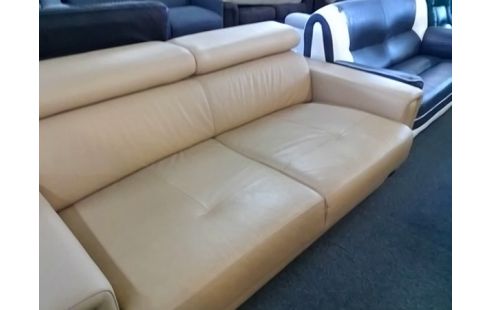 CANAPE CONVERTIBLE RAPIDO CUIR MARRON CLAIR