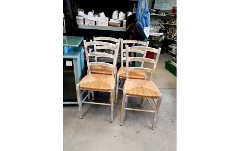 4 CHAISES CÉRUSÉ