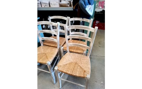 4 CHAISES CÉRUSÉ