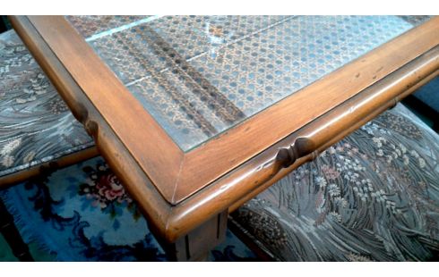 TABLE DE SALLE A MANGER MET, , 4 CHAISES BAMBOU LOOK GLACE