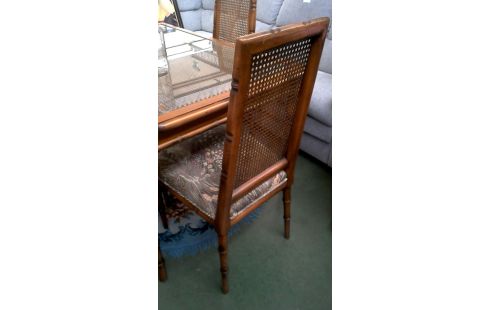 TABLE DE SALLE A MANGER MET, , 4 CHAISES BAMBOU LOOK GLACE