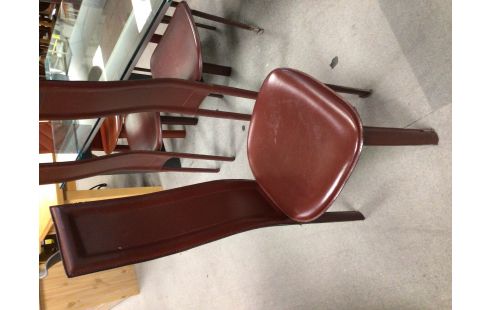 CHAISE EN CUIR MARRON LOT DE 6 EN ETAT