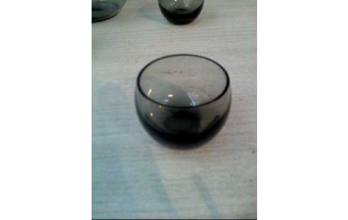 KARAFFE+4SCHNAPSGLÄSER MID-CENTURY GRAU GLAS
