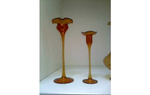 KONVOLUT GLASDEKO 4-TL. GELB MUNDGEBL.