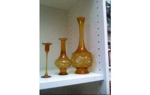 KONVOLUT GLASDEKO 4-TL. GELB MUNDGEBL.