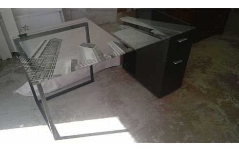 BUREAU PLATEAU VERRE 