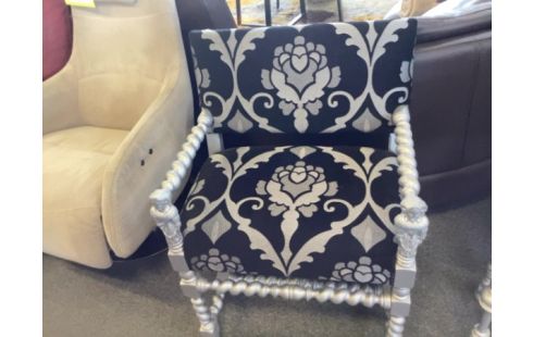 FAUTEUIL ARGENTE ET TISSU NOIR
