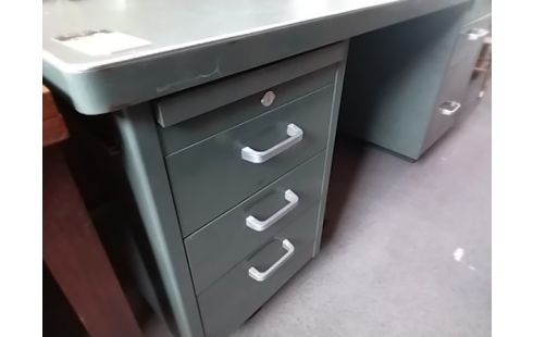 BUREAU ANCIEN METAL VERT STYLE INDUS.