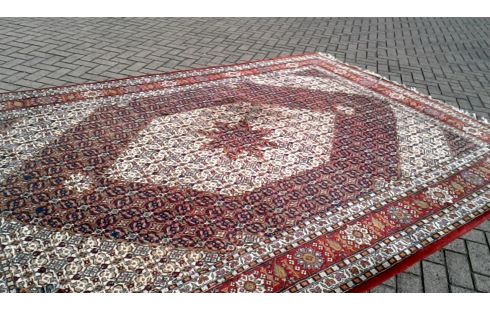 TEPPICH HANDGEKNÖPFT INDIEN ROT BEIGE