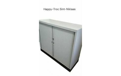 ARMOIRE DE BUREAU GRIS METAL, , VOLET ROULANT, , PORTE