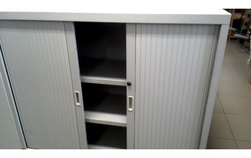 ARMOIRE DE BUREAU GRIS METAL, , VOLET ROULANT, , PORTE