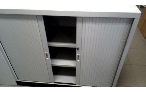 ARMOIRE DE BUREAU GRIS METAL, , VOLET ROULANT, , PORTE