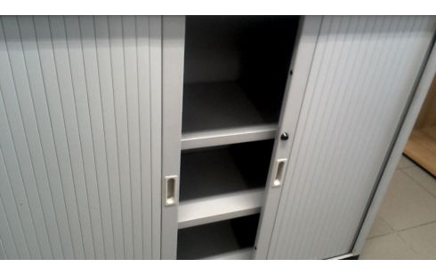 ARMOIRE DE BUREAU GRIS METAL, , VOLET ROULANT, , PORTE