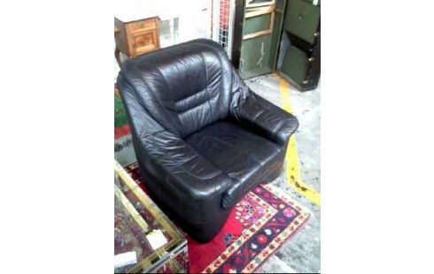 SESSEL LEDEROPTIK SCHWARZ BREIT