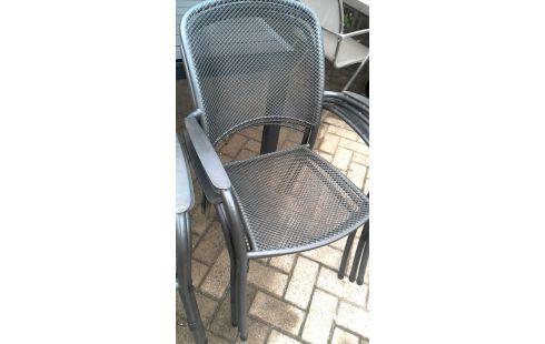 6 STOELEN TUIN ANTRACIET METAAL