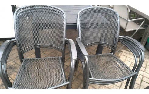 6 STOELEN TUIN ANTRACIET METAAL