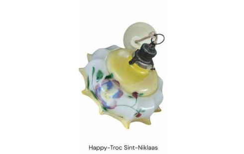 HANGLAMP WIT GEEL OPAAL BLOEMEN ANTIEK