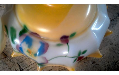 HANGLAMP WIT GEEL OPAAL BLOEMEN ANTIEK