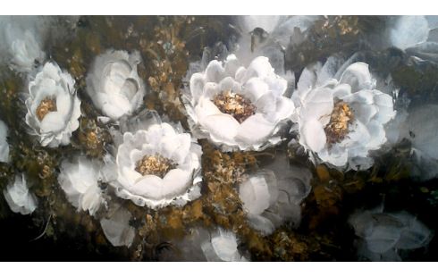 SCHILDERIJ WITTE BLOEMEN