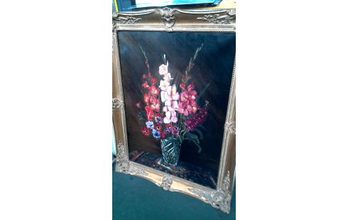 SCHILDERIJ VAAS MET BLOEMEN KADER VERGULD